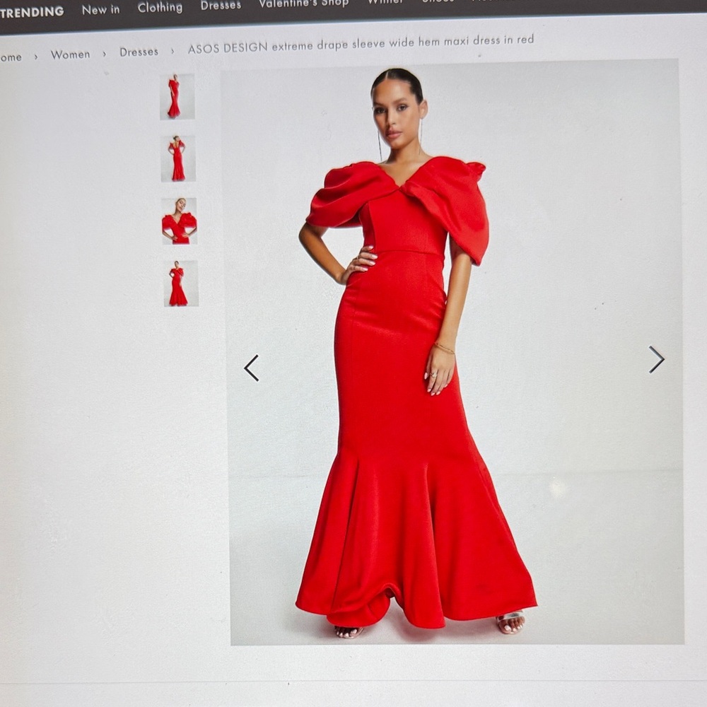 ASOS DESIGN extreme drape sleeve wide hem maxi dress.